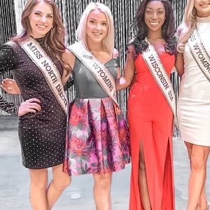 David's Bridal Navy and Floral Short Dress